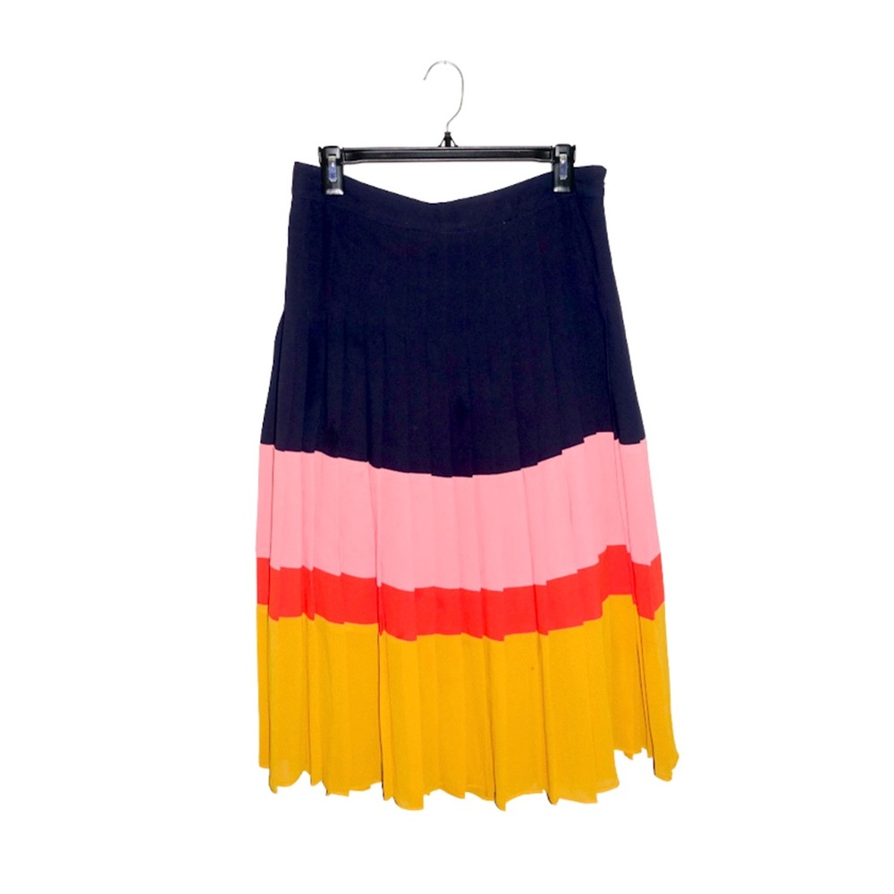 Striped Pleated Midi Skirt